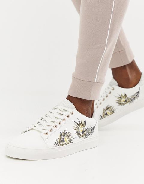 River Island - Weiße Schuhe Mit Federdesign - Weiß