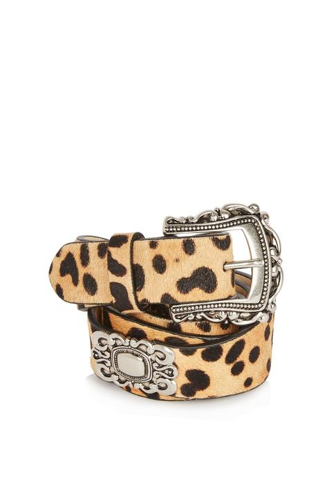 Leopard Print Plated Leather Belt