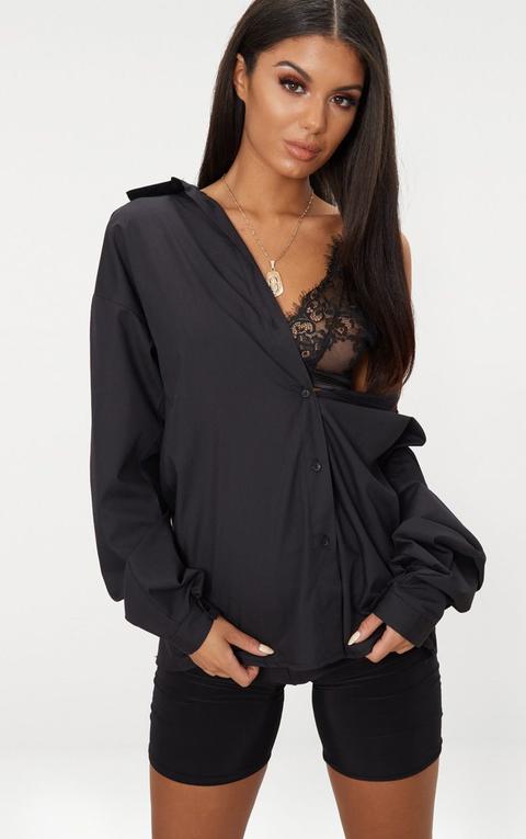 Black Cotton Oversized Shirt