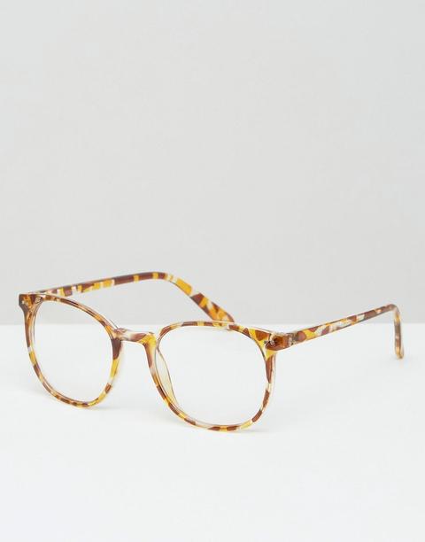 Asos - Occhiali Stile Nerd Rotondi Tartarugati Con Lenti Trasparenti - Marrone