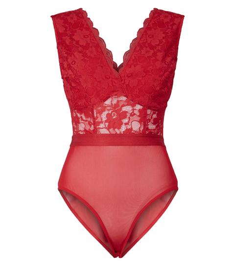 new look red lace bodysuit