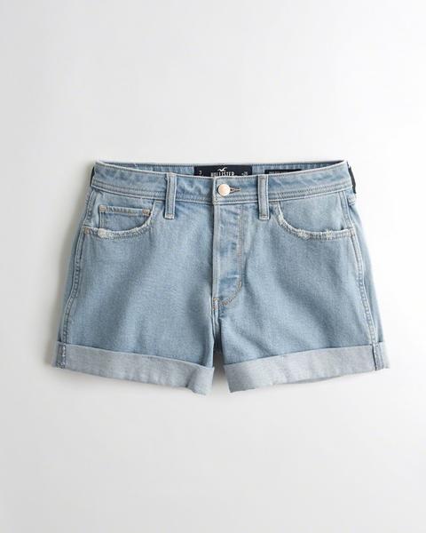 Chicas Shorts Boyfriend De Denim Elástico De Tiro Alto Vintage