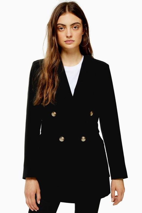 Black Belted Twill Blazer