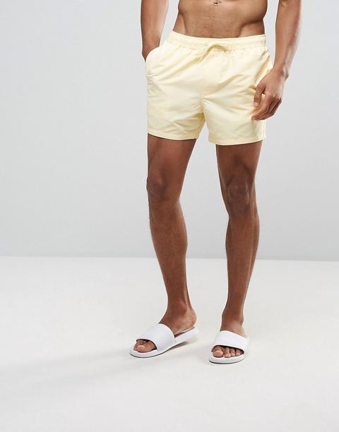 Shorts De Baño Cortos En Amarillo Claro De Asos