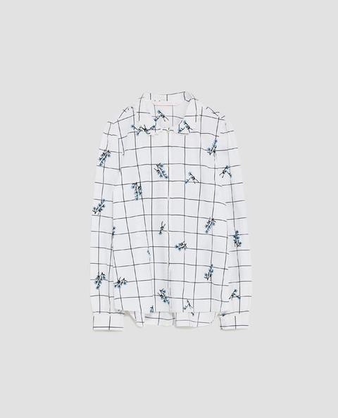 Camicia A Quadri Con Ricamo