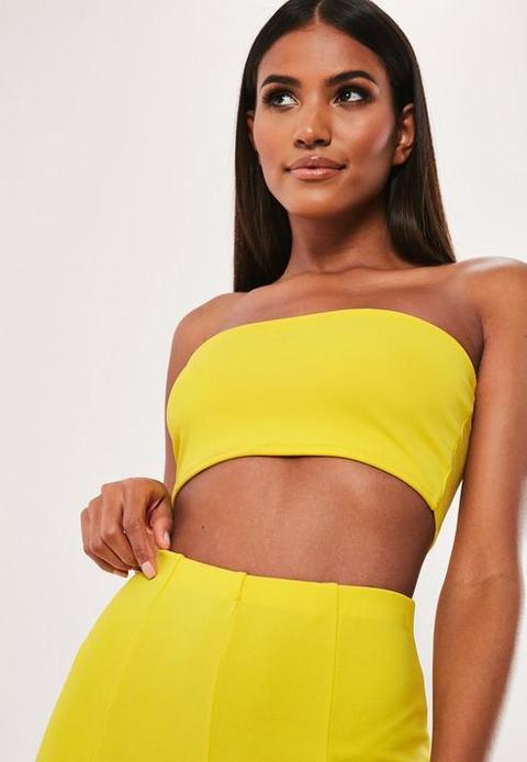 Yellow Co Ord Crepe Bandeau Bralet, Yellow