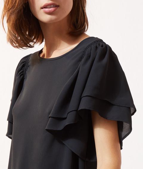 Blouse Manches À Volants - Volia - 36 - Noir - Femme - Etam