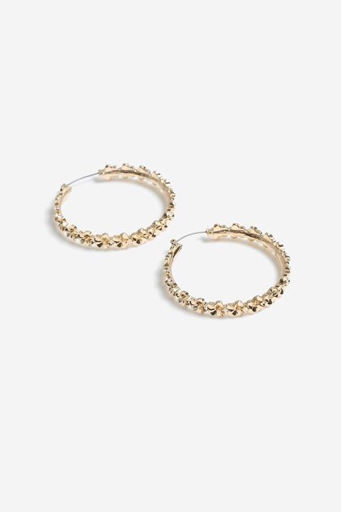 Womens **flower Hoop Earrings - Gold, Gold