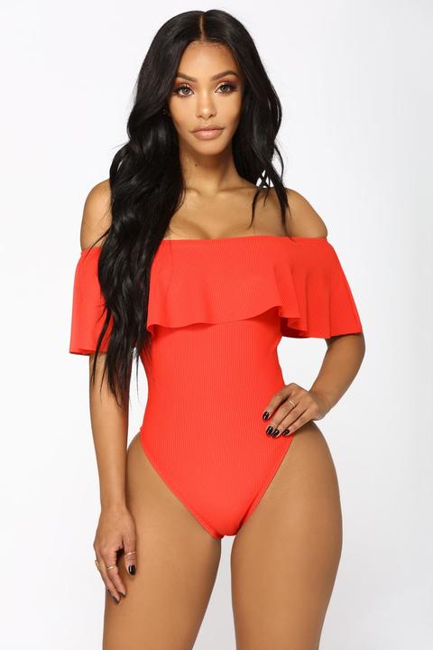 Flounce With It Swimsuit - Red