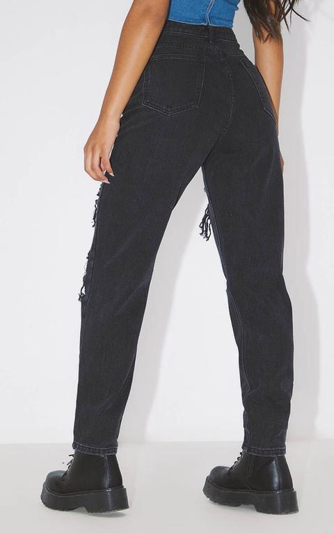 distressed mom jeans black