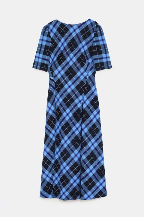 zara blue plaid dress