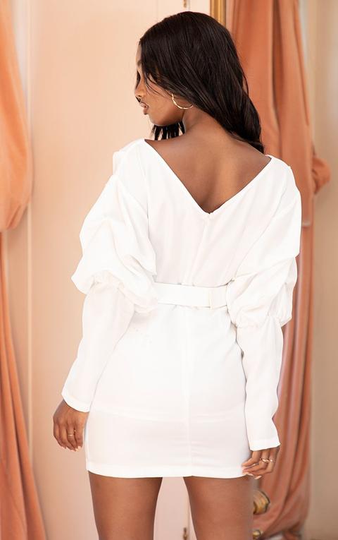 cross over off shoulder ruched bodycon dress