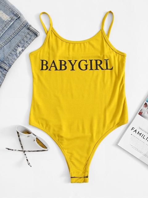 Letter Print Cami Bodysuit