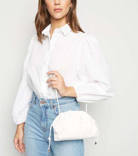 White Leather-look Pouch Bag New Look Vegan