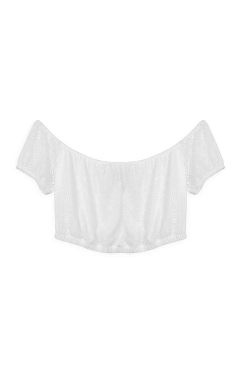 Top De Hombros Descubiertos Blanco