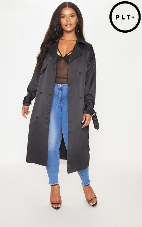 Plus Black Trench Coat