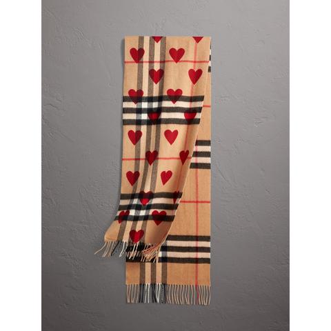 The Classic Cashmere Scarf In Check And Hearts