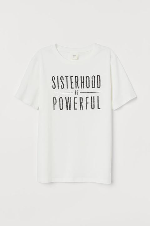 H & M - T-shirt Con Stampa - Bianco