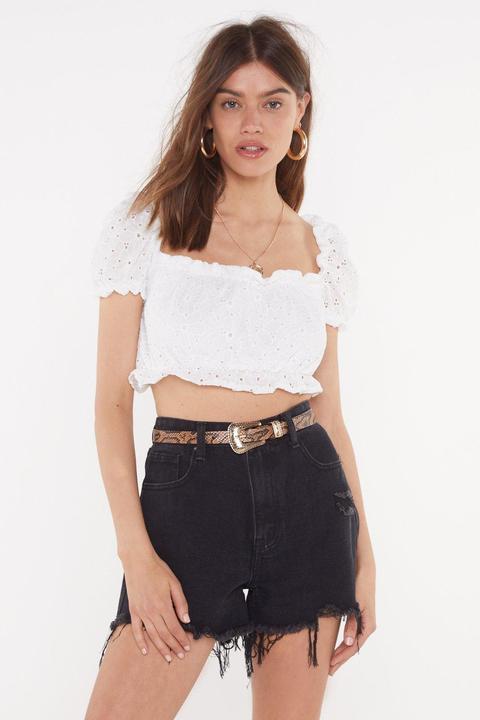 Womens Can You Anglaise That Broderie Crop Top