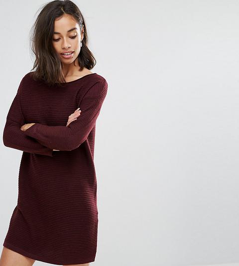 Asos Petite - Vestito Maglia A Coste - Rosso