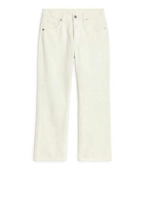 Flared Cropped Jeans - White