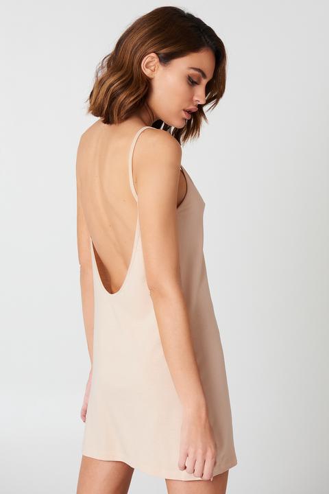 Na-kd Basic Deep Back Dress Beige