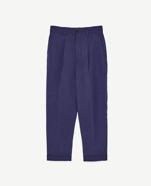 Cropped Trousers With Stretch Waist