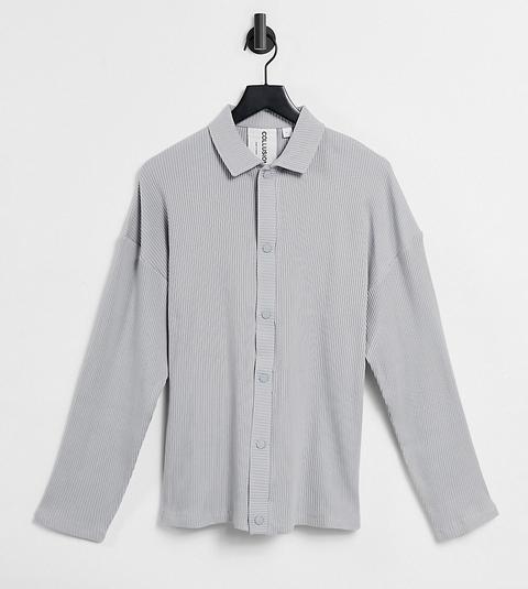 Collusion Unisex Jersey Shirt In Heavy Compact Rib In Grey Co-ord