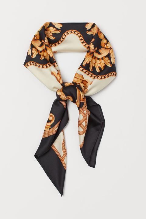 Patterned Satin Scarf - Grey