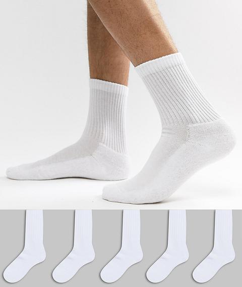 New Look Socks In White 5 Pack