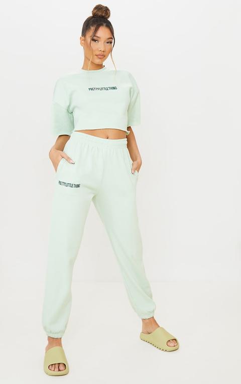 Prettylittlething Mint Oversized Embroidered Joggers