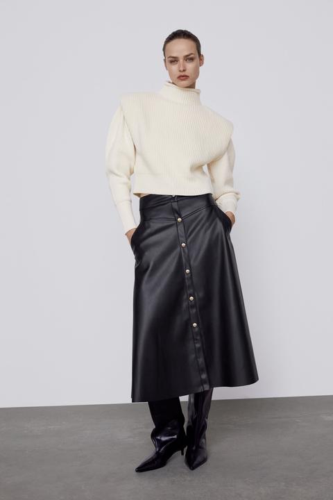 Jupe Mi-longue Effet Cuir