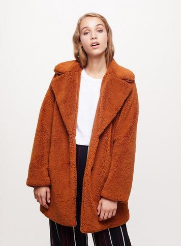 Womens Rust Teddy Coat, Rust