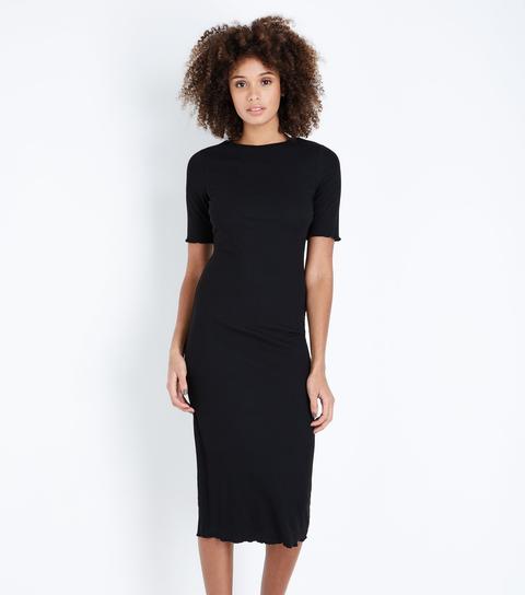 Black Ribbed Bodycon Midi Dress New Look from NEW LOOK on 21 Buttons