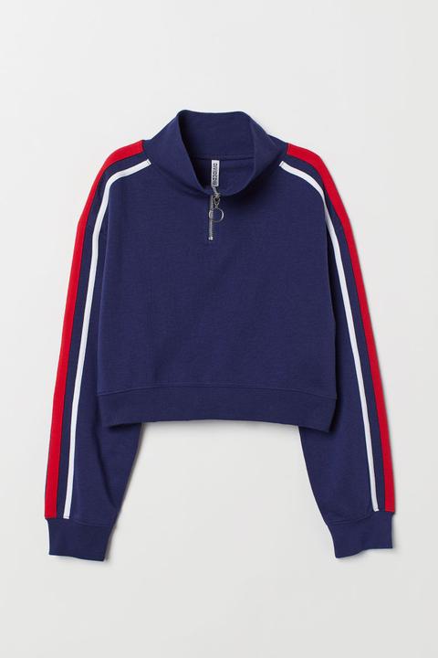 Sudadera Con Cuello Elevado - Azul