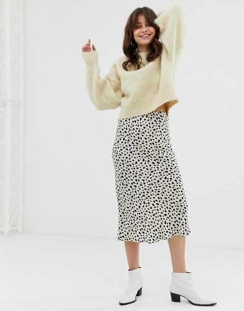 Falda Midi Al Bies Con Estampado De Leopardo De Moon River-multicolor