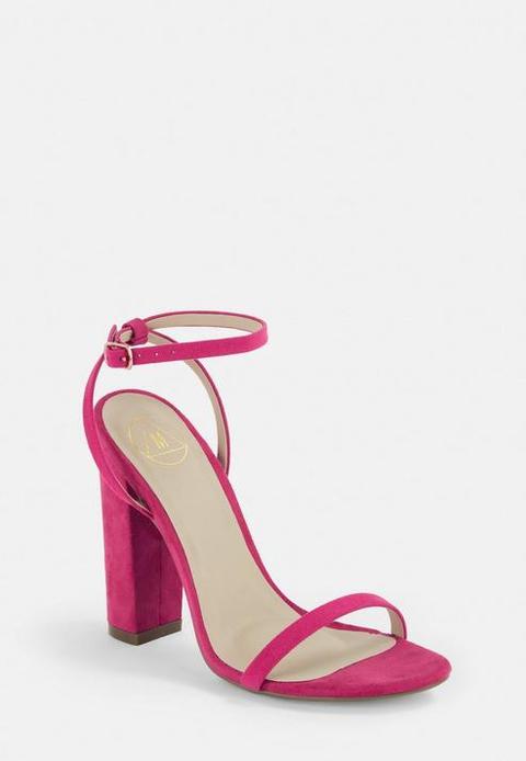 pink suede block heels