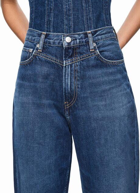 blue rise denim jeans