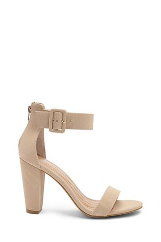 Forever 21 Open Toe Chunky Heels Nude