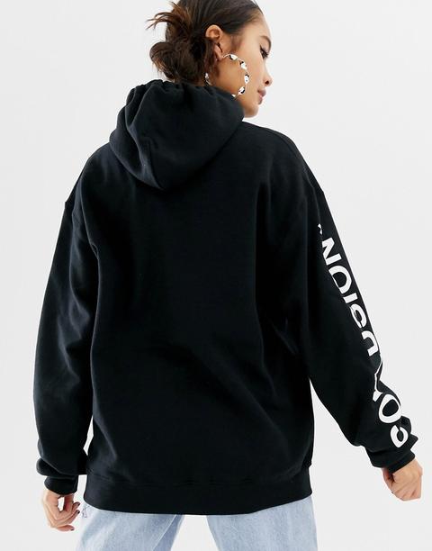 Collusion unisex logo hoodie in online black