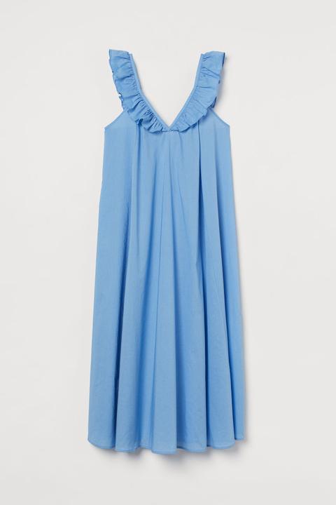 Vestido Con Volantes - Azul