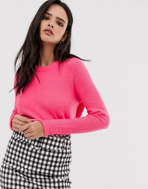 River Island - Maglione Con Scollo Rotondo Rosa Acceso - Rosa