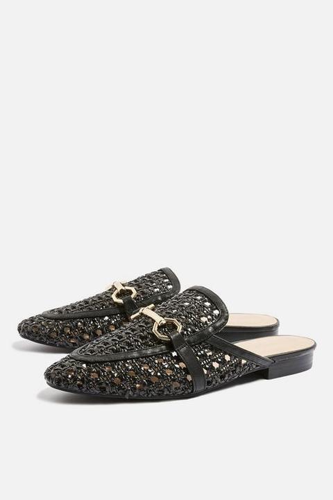 Womens Liza Woven Mule Loafers - Black, Black