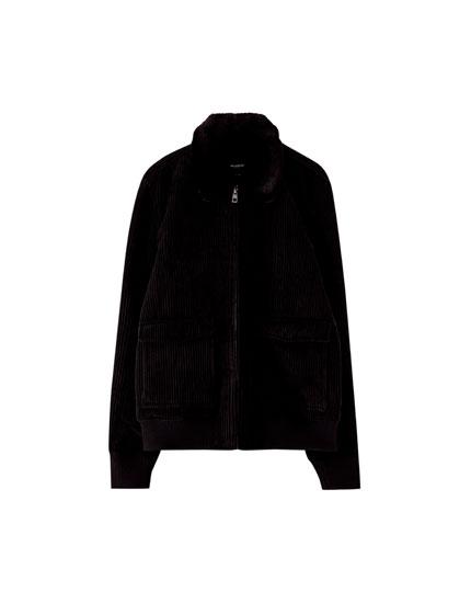 Cazadora Aviador Pana Con Cuello Pelo