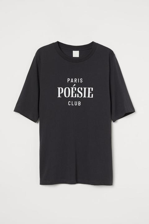 Text-motif T-shirt - Black