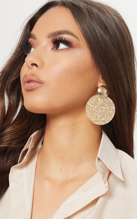 Gold Speckled Disc Statement Earrings