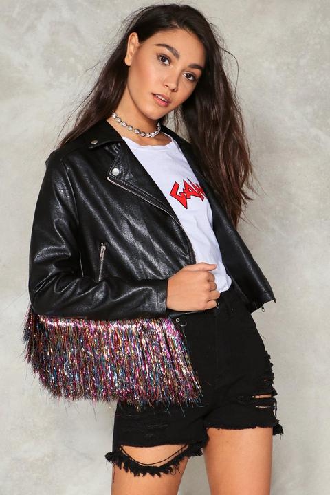 Rebel Rebel Fringe Vegan Leather Moto Jacket