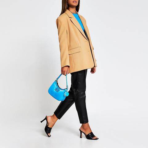 Camel Oversized Button Detail Blazer