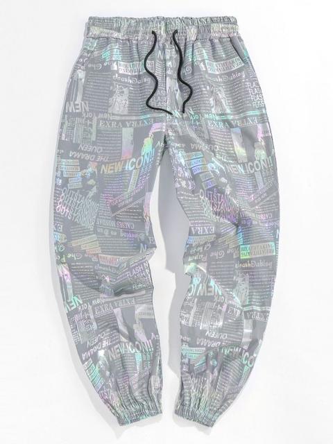 Zaful Pantalones Casuales De Estampado De Pata De Gallo Gray