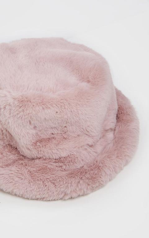 Pink Faux Fur Bucket Hat